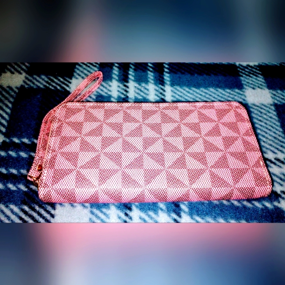 Pink checkered wallet